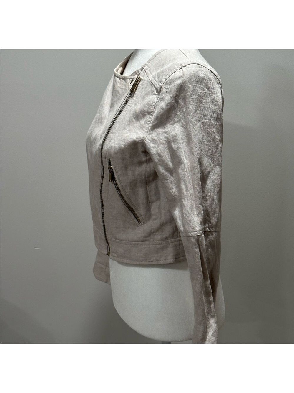 H&M Women's Beige Zip Up Jacket Size 6 - Picture 4 of 7